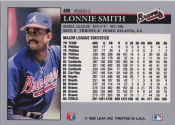 1992 Leaf #480 Lonnie Smith Back