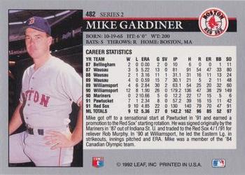 1992 Leaf #482 Mike Gardiner Back