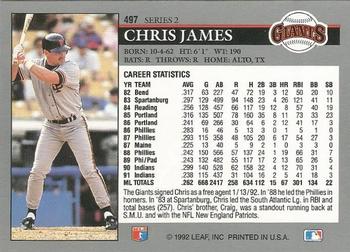 1992 Leaf #497 Chris James Back