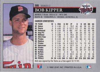 1992 Leaf #506 Bob Kipper Back