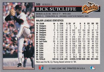 1992 Leaf #508 Rick Sutcliffe Back