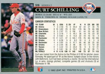 1992 Leaf #516 Curt Schilling Back
