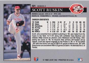 1992 Leaf #521 Scott Ruskin Back