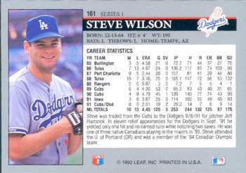 1992 Leaf #161 Steve Wilson Back