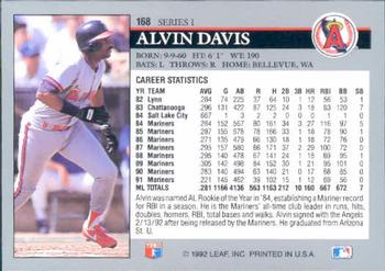 1992 Leaf #168 Alvin Davis Back