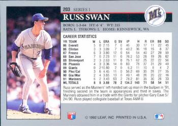 1992 Leaf #203 Russ Swan Back