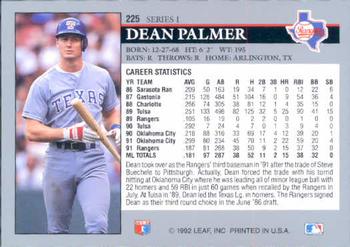 1992 Leaf #225 Dean Palmer Back