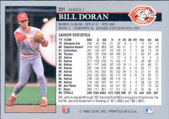 1992 Leaf #231 Bill Doran Back