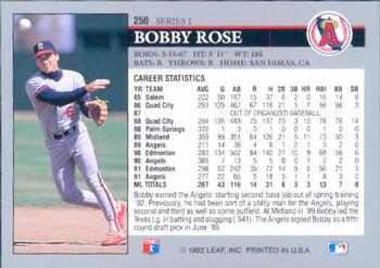 1992 Leaf #250 Bobby Rose Back