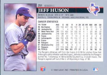 1992 Leaf #251 Jeff Huson Back