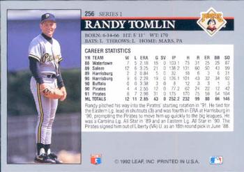 1992 Leaf #256 Randy Tomlin Back