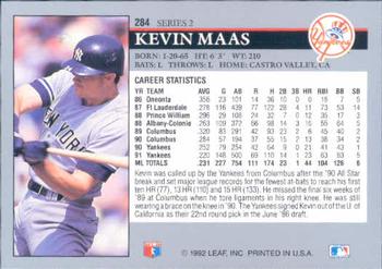 1992 Leaf #284 Kevin Maas Back