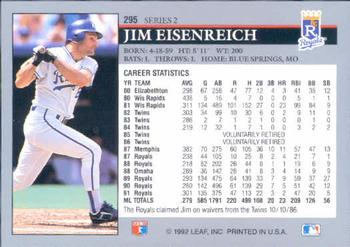 1992 Leaf #295 Jim Eisenreich Back