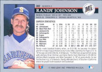 1992 Leaf #302 Randy Johnson Back