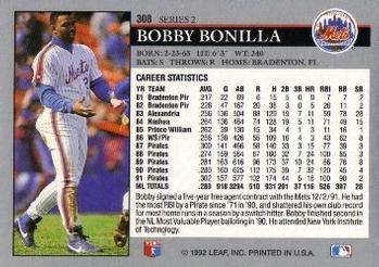 1992 Leaf #308 Bobby Bonilla Back