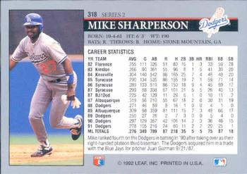 1992 Leaf #318 Mike Sharperson Back