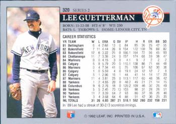 1992 Leaf #320 Lee Guetterman Back