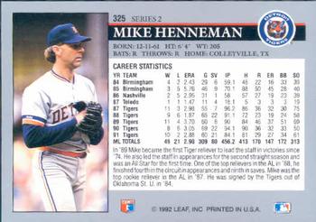 1992 Leaf #325 Mike Henneman Back