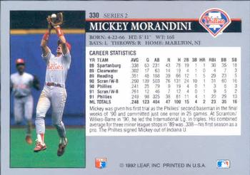 1992 Leaf #330 Mickey Morandini Back