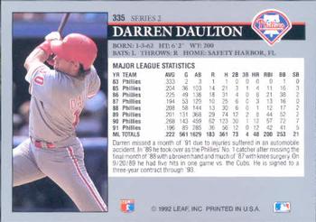 1992 Leaf #335 Darren Daulton Back