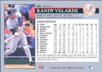 1992 Leaf #368 Randy Velarde Back