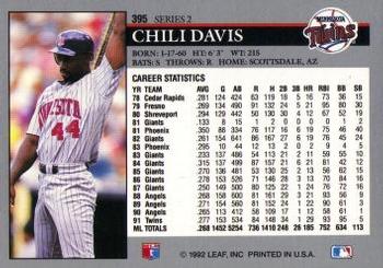 1992 Leaf #395 Chili Davis Back