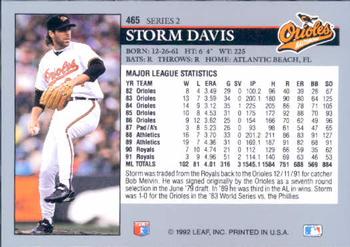 1992 Leaf #465 Storm Davis Back