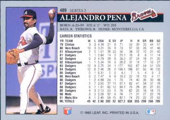 1992 Leaf #489 Alejandro Pena Back