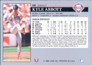 1992 Leaf #495 Kyle Abbott Back