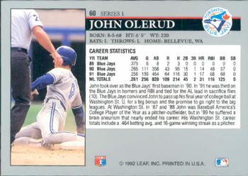 1992 Leaf #60 John Olerud Back