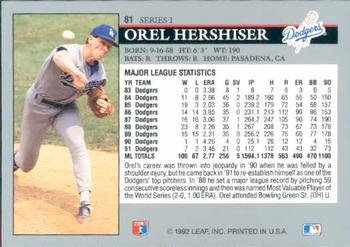 1992 Leaf #81 Orel Hershiser Back
