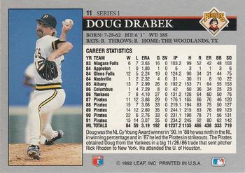 1992 Leaf #11 Doug Drabek Back