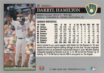 1992 Leaf #12 Darryl Hamilton Back