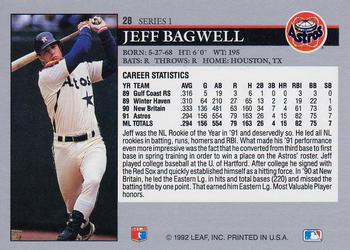1992 Leaf #28 Jeff Bagwell Back