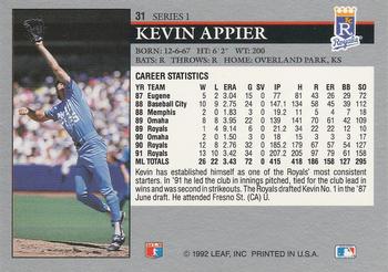 1992 Leaf #31 Kevin Appier Back