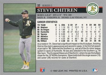 1992 Leaf #32 Steve Chitren Back