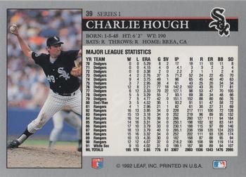 1992 Leaf #39 Charlie Hough Back