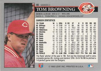 1992 Leaf #46 Tom Browning Back