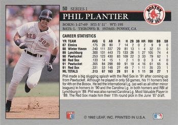 1992 Leaf #50 Phil Plantier Back