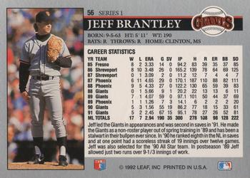 1992 Leaf #56 Jeff Brantley Back