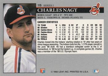 1992 Leaf #115 Charles Nagy Back