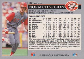 1992 Leaf #120 Norm Charlton Back