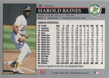 1992 Leaf #126 Harold Baines Back