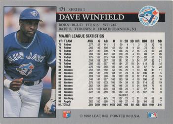 1992 Leaf #171 Dave Winfield Back