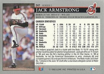 1992 Leaf #247 Jack Armstrong Back