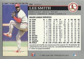 1992 Leaf #254 Lee Smith Back