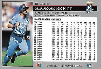 1992 Leaf #255 George Brett Back