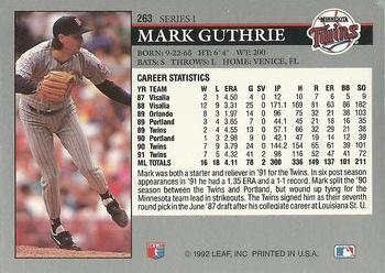 1992 Leaf #263 Mark Guthrie Back