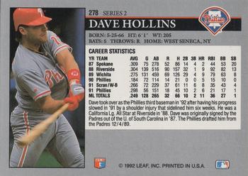 1992 Leaf #278 Dave Hollins Back