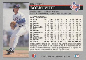 1992 Leaf #305 Bobby Witt Back